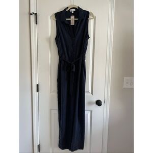 Sundance Cloth & Stone Navy Tencel Jumpsuit - L